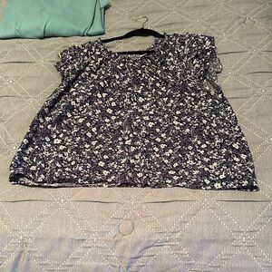 Old Navy Navy Blue Floral Blouse